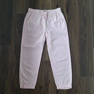💙 J.Crew Linen Cotton Baby Pink Elastic Waist Ankle Pockets Size 8 Preppy Summe